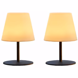 Confezione di due lampade da tavolo a LED: TWINS è un set di due lampade da tavolo LED senza fili con una base in acciaio, un ...