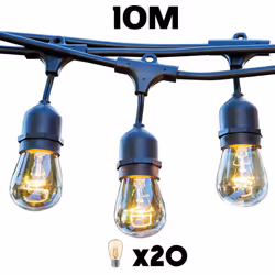 MAFY 20 LIGHT è una serie di luci con lampadine a filamento E27 dotate di ganci per appenderla a piacere. Questa ghirlanda di ...