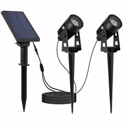 SOLAR LED SPOT: 2x ROUNDY è un faretto solare a doppio link con una base di LED bianco freddo che ha fino a 10 ore di autonom ...