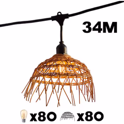 Design bohémien chic e naturale : Questa garland luminosa LED con paralume in polyrotin unisce uno stile bohémien elegante e  ...
