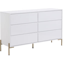 Comò 6 cassetti mdf e Metallo Bianco laccato e Dorato - korasa di Pascal Morabito