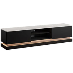 Pascal Morabito - Mobile tv 2 cassetti e 2 nicchie con led in mdf Nero ed effetto marmo bianco - devika di
