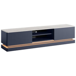 Pascal Morabito - Mobile tv 2 cassetti e 2 nicchie con led mdf Blu effetto marmo Bianco - devika di
