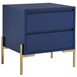 Pascal Morabito - Comodino 2 cassetti mdf e Metallo Blu laccato e Dorato - korasa di