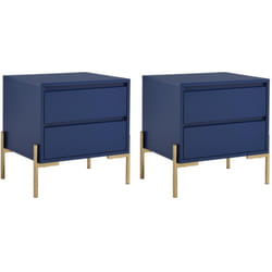 Pascal Morabito - Comodino con 2 cassetti mdf e Metallo Blu laccato e Dorato - Lotto di 2 - korasa di