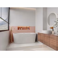 Vente-unique ZELINA Free-standing bathtub 250 L Ovale Acrilico Bianco - Vista aggiuntiva 2