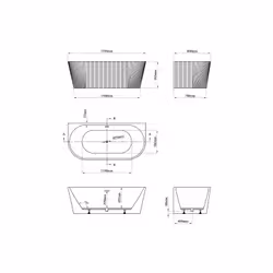 Vente-unique ZELINA Free-standing bathtub 250 L Ovale Acrilico Bianco - Vista aggiuntiva 6
