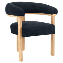 Sedia con braccioli in Tessuto bouclette e Legno di hevea Nero e Naturale - livelia di Pascal Morabito