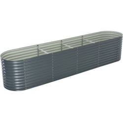 Helloshop26 - Fioriera rialzata per piante fiori da giardino 400 x 80 x 81 cm in acciaio zincato grigio