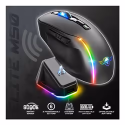 Spirit of Gamer S-EM50BK mouse Gaming Mano destra RF Wireless + Bluetooth + USB Type-C Ottico 8000 DPI - Vista aggiuntiva 4