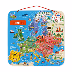 JANOD Magnetic European Map in Italian, Cotone, Legno, Francia, 450 mm, 450 mm, 10 mm, 1 pz
