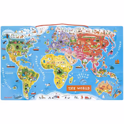 JANOD - J05504 - Puzzle Monde Magnétique - Version anglaise (bois)