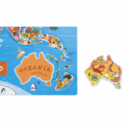 JANOD - J05504 - Puzzle Monde Magnétique - Version anglaise (bois)