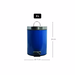 MSV 3700703905134 bidone per la spazzatura 3 L Rotondo Acciaio inox Blu, Acciaio inox