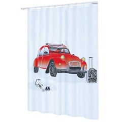 MSV 140814 tenda per doccia Anello Poliestere Rosso, Bianco