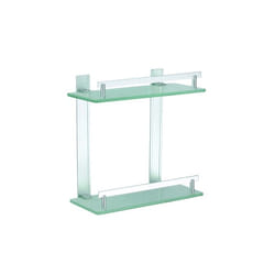 MSV Estante 2 Niveles DE Aluminio Y Vidrio TABARCA 30 X 13 CM, Cromado, 30x30x13 cm Alluminio, Vetro Montabile a parete Portaoggetti per doccia