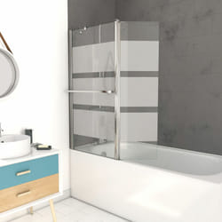 Bathwash + otturatore girevole 130x105- Profilo in alluminio cromato e depolie in vetro trasparente