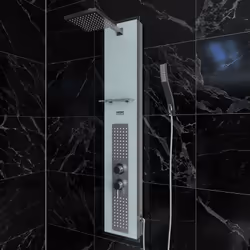 Specifiche tecniche . colonna doccia in vetro verniciato in bianco Doccia a testa cromata ANTICALCAR A MANO DOCCIA Pannello i ...