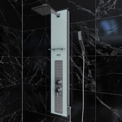 Colonna doccia hyromassage - 22x125cm - Vetro temperato con lamiera in acciaio inox - Alpha bianco
