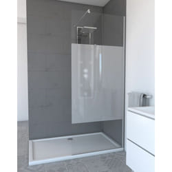 Aurlane - Parete doccia 80x200cm - Vetro temperato Smerigliato 8mm - Profilo Cromato - freedom 2 frosted