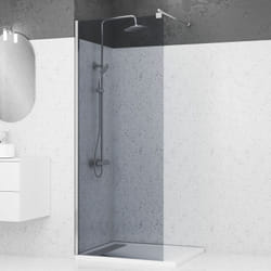 Parete doccia 80x200cm - Vetro temperato Fumè 8mm - Profilo Cromato - freedom 2 smoked