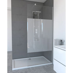 Aurlane - Parete doccia 90x200cm - Vetro temperato Smerigliato 8mm - Profilo Cromato - freedom 2 frosted