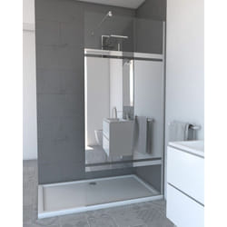 Aurlane - Parete per doccia 90x200cm con fascia a specchio - Vetro 8mm - Profilo cromato - freedom 2 mirror