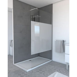 Aurlane - Parete doccia 120x200cm - Vetro temperato Smerigliato 8mm - Profilo Cromato - freedom 2 frosted
