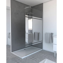 Parete per doccia 120x200cm con fascia a specchio - Vetro 8mm - Profilo cromato - freedom 2 mirror