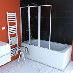 Vasca da bagno 3 Persiane 143x125cm Profilo in alluminio bianco e vetro trasparente - Bianco Zaggy
