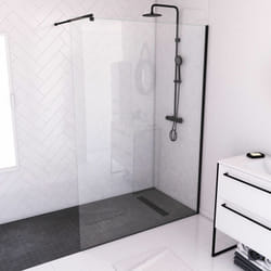 Aurlane - Parete doccia 140x200cm - Vetro temperato trasparente 8mm - Profilo Nero - freedom 2 black