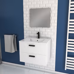 Caratteristiche Struttura in truciolato bianco da 16 mm 2 cassetti con frontali in MDF bianco da 16 mm 2 maniglie in allumini ...
