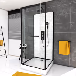 Caratteristiche tecniche: 90x90x219-230 cm Altezza necessaria per l’installazione: 235 cm Struttura in alluminio laccato nero ...