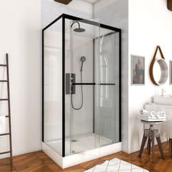 Cabina doccia rettangolare 110x80x230cm - extra bianco con profilo nero opaco - lunar