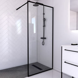 Parete per doccia 90x200 cm - Struttura nero opaco - dark contouring