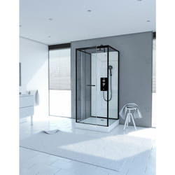 Doccia quadrata Cab 70x70x230cm - Profilo nero extra bianco e opaco - quadrato lunare 70