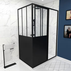 Aurlane - Set Doppio Parete Doccia con Porta Scorrevole 120x200 cm e Ritorno 90x200 cm Stile Atelier