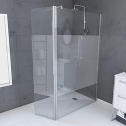 Parete Doccia con Deflettore Girevole 120+40x200cm - Fascia Smerigliata - Barra Estensibile Cromata