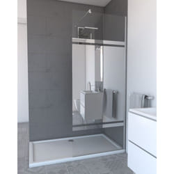 Set Parete Doccia 80x200 cm - Fascia Specchiata - Barra di Fissaggio Estensibile e Profilo Cromo