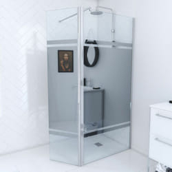 Parete Doccia con Deflettore Girevole 90+40x200cm - Fascia Specchio - Barra Estensibile Cromato