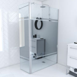 Parete Doccia con Deflettore Girevole 120+40x200cm - Fascia Specchio - Barra Estensibile Cromato