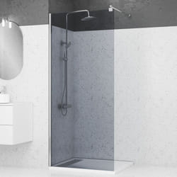 Parete Doccia in Vetro Fumè 90x200cm - Barra di Supporto Estensibile e Profilo Cromato