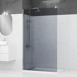 Parete Doccia in Vetro Fumè 120x200cm - Barra di Supporto Estensibile e Profilo Cromato
