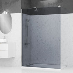 Parete Doccia in Vetro Fumè 140x200cm - Barra di Supporto Estensibile e Profilo Cromato