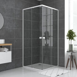 Porta Doccia Quadrata Bianca Estensibile da 77 a 90 cm - Vetro Trasparente - whity