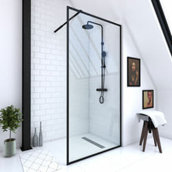 Parete per doccia 100x200 cm - Struttura nero opaco - dark contouring