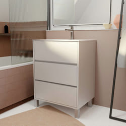 Set Mobile Bagno 60 cm Laccato Bianco 3 Cassetti con Lavabo in Ceramica - xenos