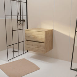 Mobile Bagno 60 cm 2 Cassetti e Piano Finitura Rovere Naturale - TIMBER