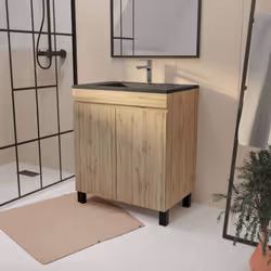 TIMBER, uno stile sobrio e attuale! Portate un tocco naturale ed elegante nel vostro bagno con questo mobile in melaminico ef ...