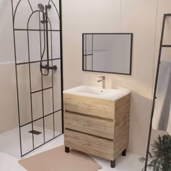 TIMBER, uno stile sobrio e attuale! Portate un tocco naturale ed elegante nel vostro bagno con questo mobile in melaminico ef ...